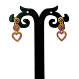 Stunning Gold Plated Ruby Stone Heart Drop Earrings - KSupreme