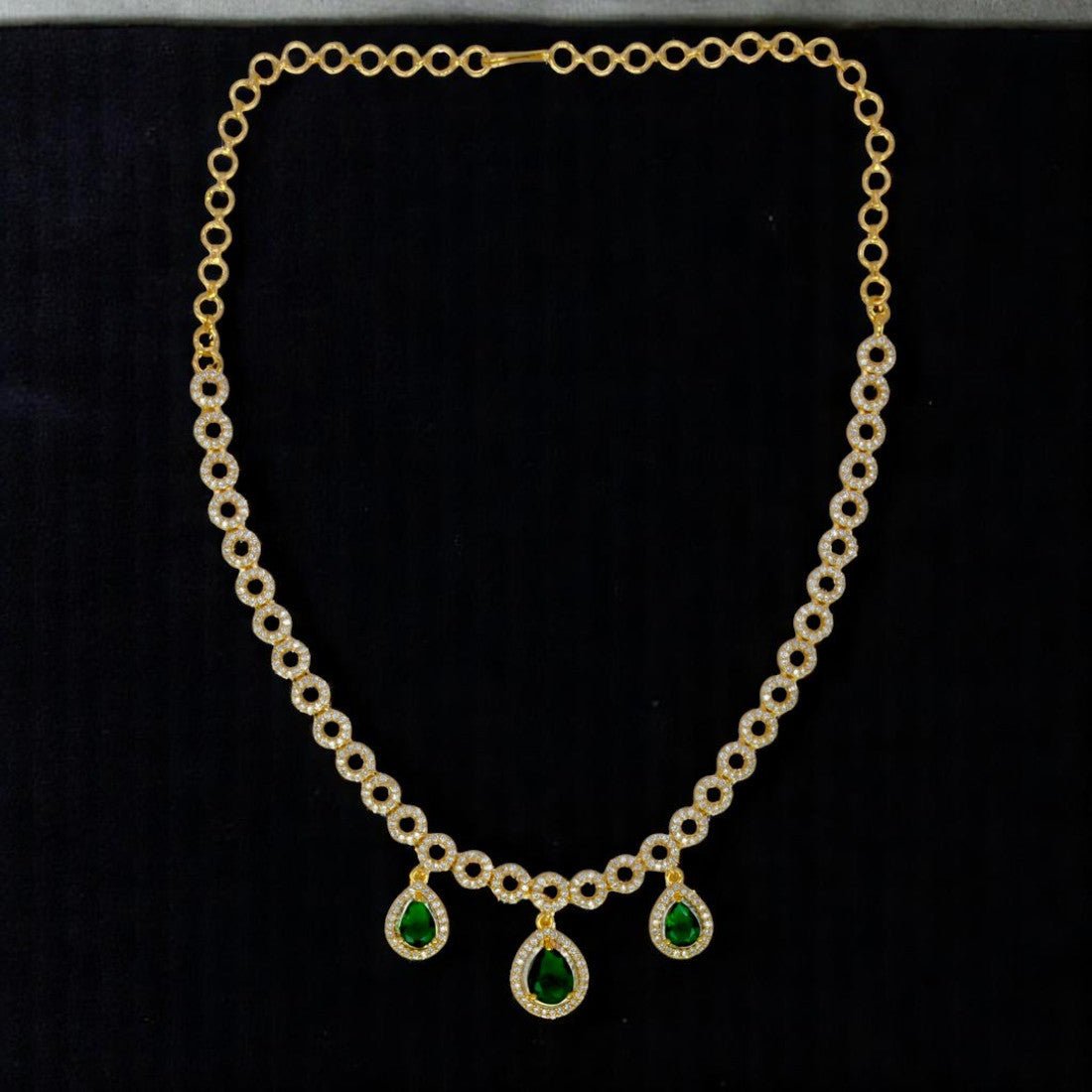 Stunning Green Teardrop Dangling CZ Necklace - K Supreme