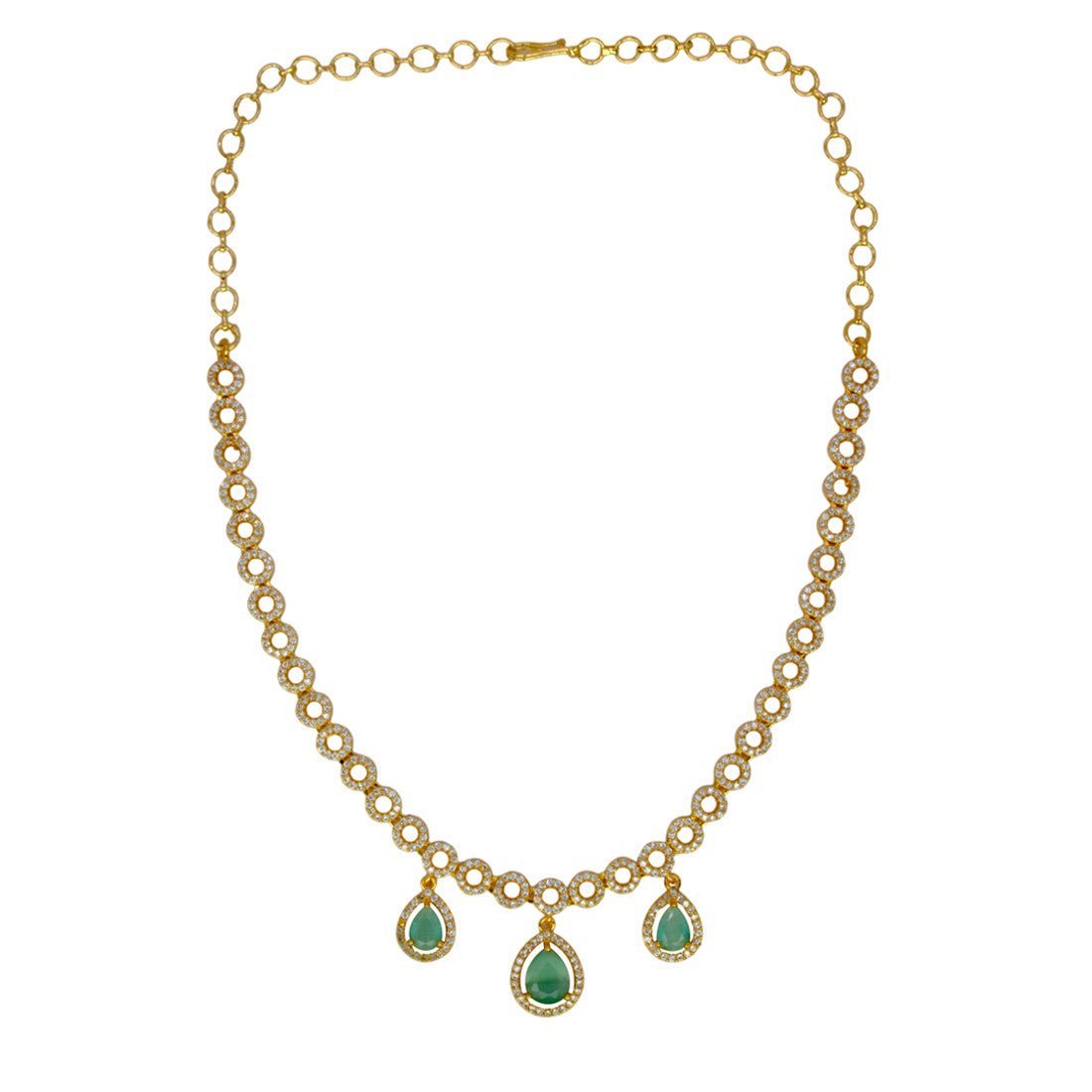 Stunning Green Teardrop Dangling CZ Necklace - K Supreme