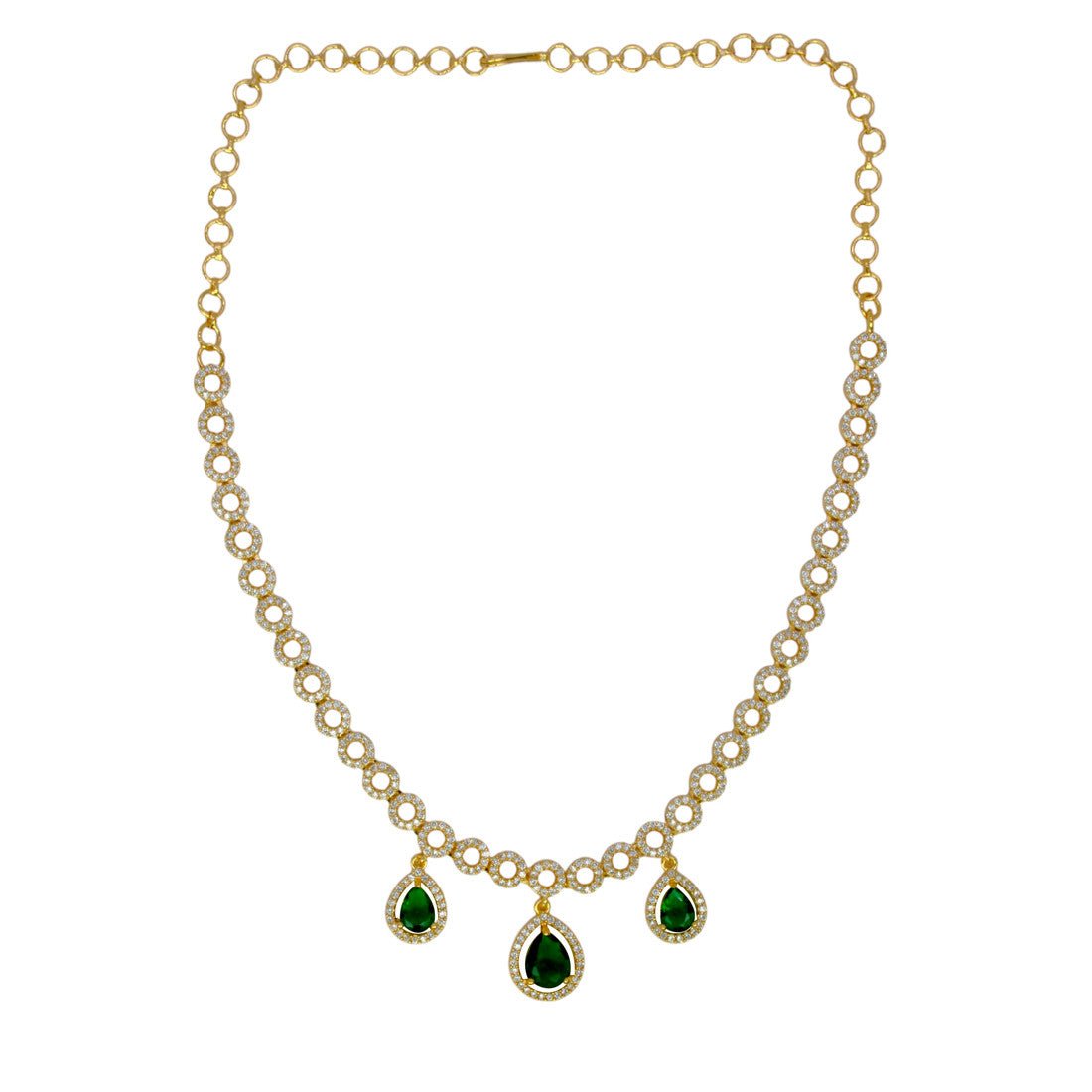 Stunning Green Teardrop Dangling CZ Necklace - K Supreme