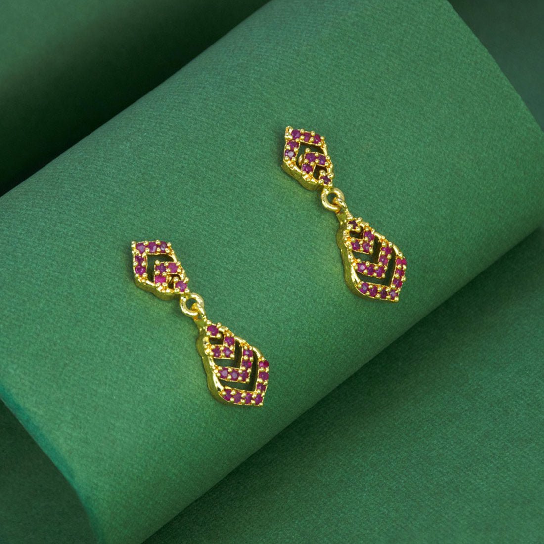 Stunning High Fashion Semi - precious Ruby Drop Earrings - K Supreme