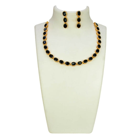 Stunning Premium Gold Plated Oval Necklace set - KSupreme