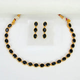 Stunning Premium Gold Plated Oval Necklace set - KSupreme