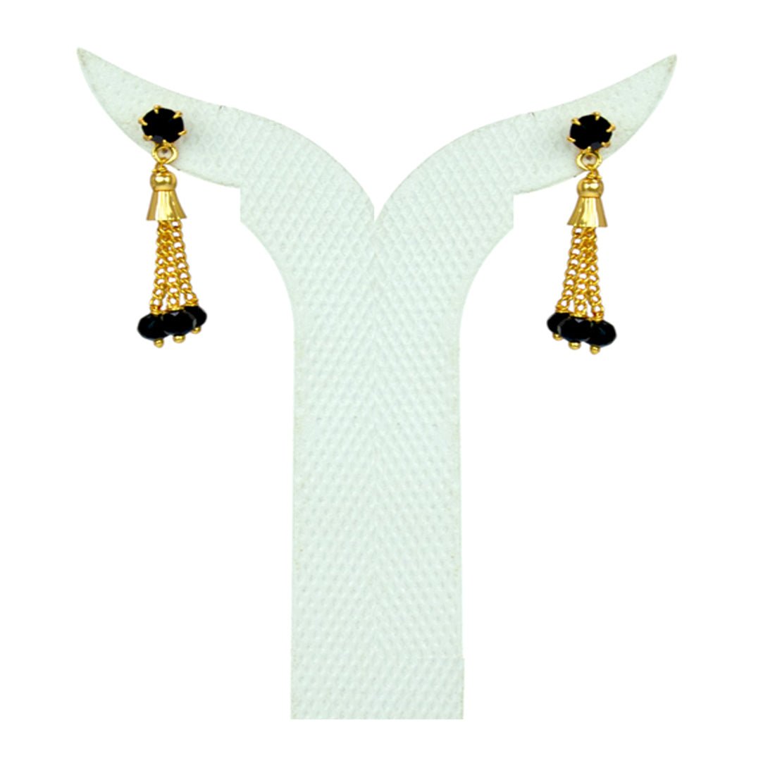 Stylish Black crystal chain tassels drop earrings - KSupreme