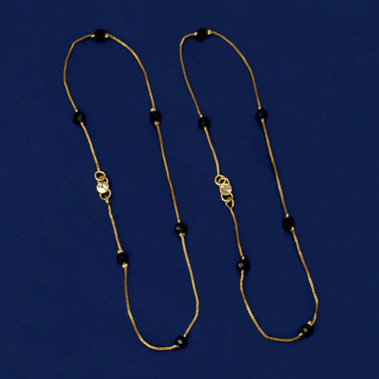 Stylish Gold Plated Black Crystal Anklets For Girls - K Supreme