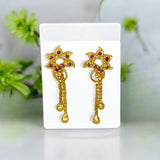 Stylish Gold Plated Box Chain Tassels Stone Earrings - KSupreme