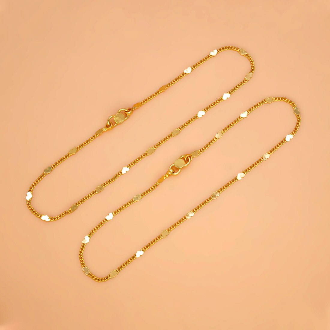 Stylish Gold Plated Curb Chain Heart Anklets - K Supreme