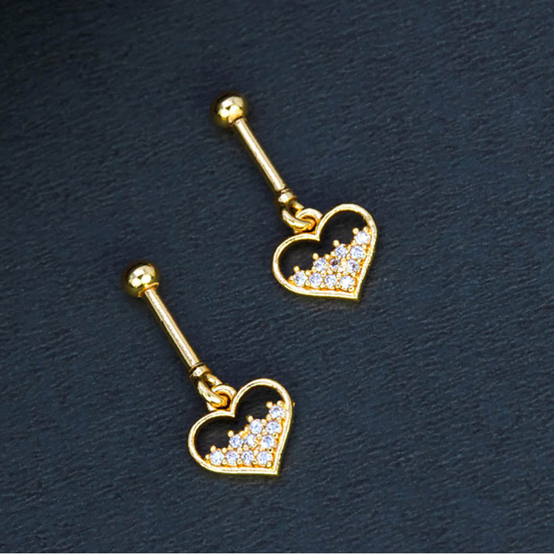 Stylish Gold Plated CZ Heart Bugadi Earrings