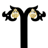 Stylish Gold Plated Floral Heart CZ Stud Earrings - K Supreme