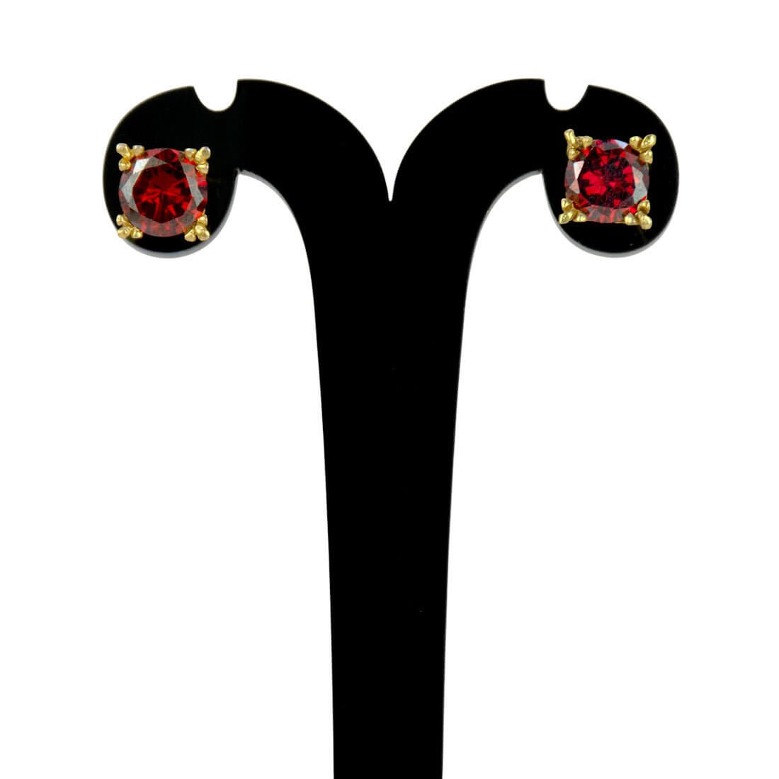 Stylish Gold Plated Single Red Stone Stud Earrings - K Supreme