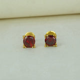 Stylish Gold Plated Single Red Stone Stud Earrings - K Supreme