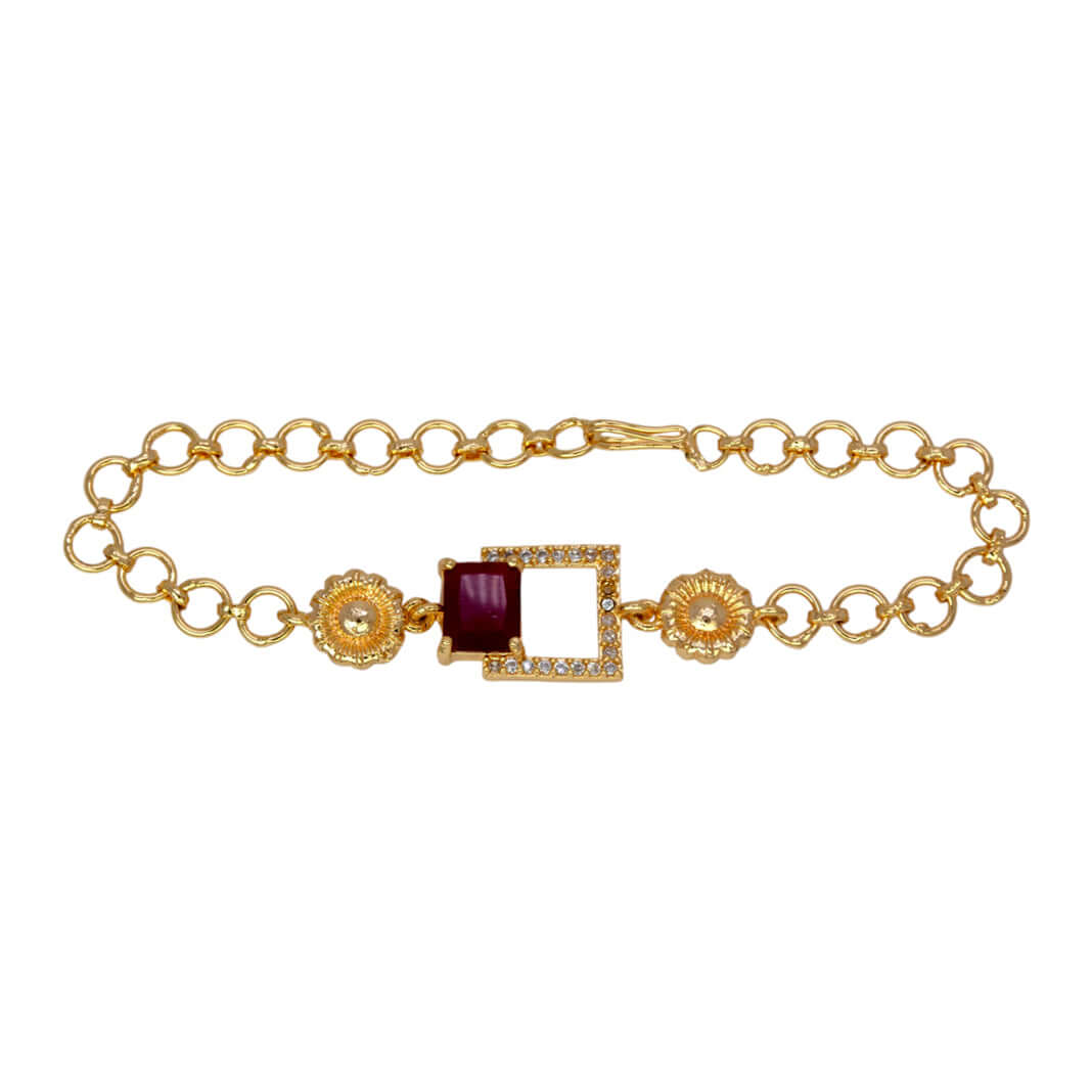 Stylish Gold Plated Square CZ Stone Ladies Bracelet - K Supreme