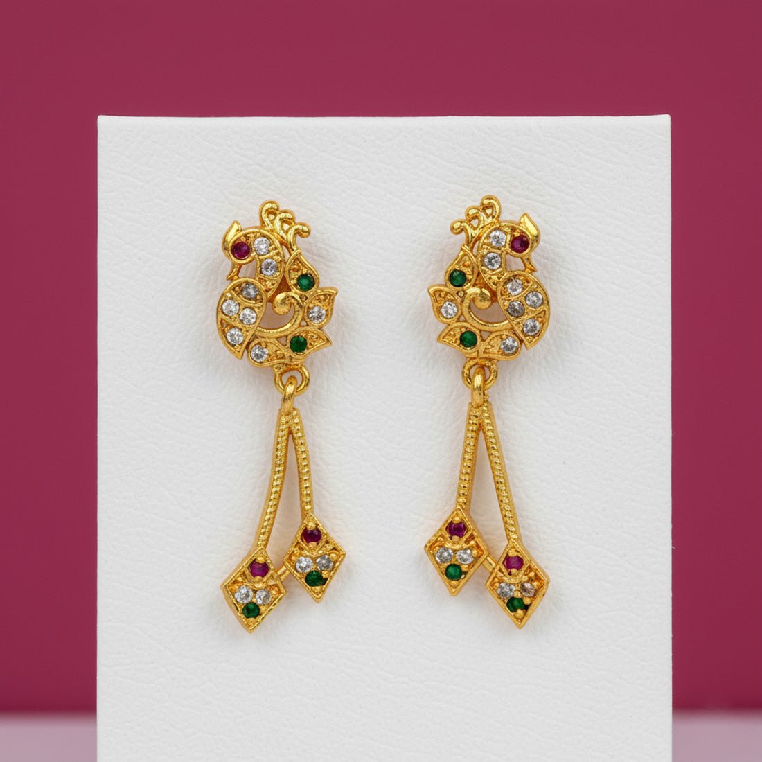 Stylish Gold Plated Stone Studded Peacock Earrings - K Supreme