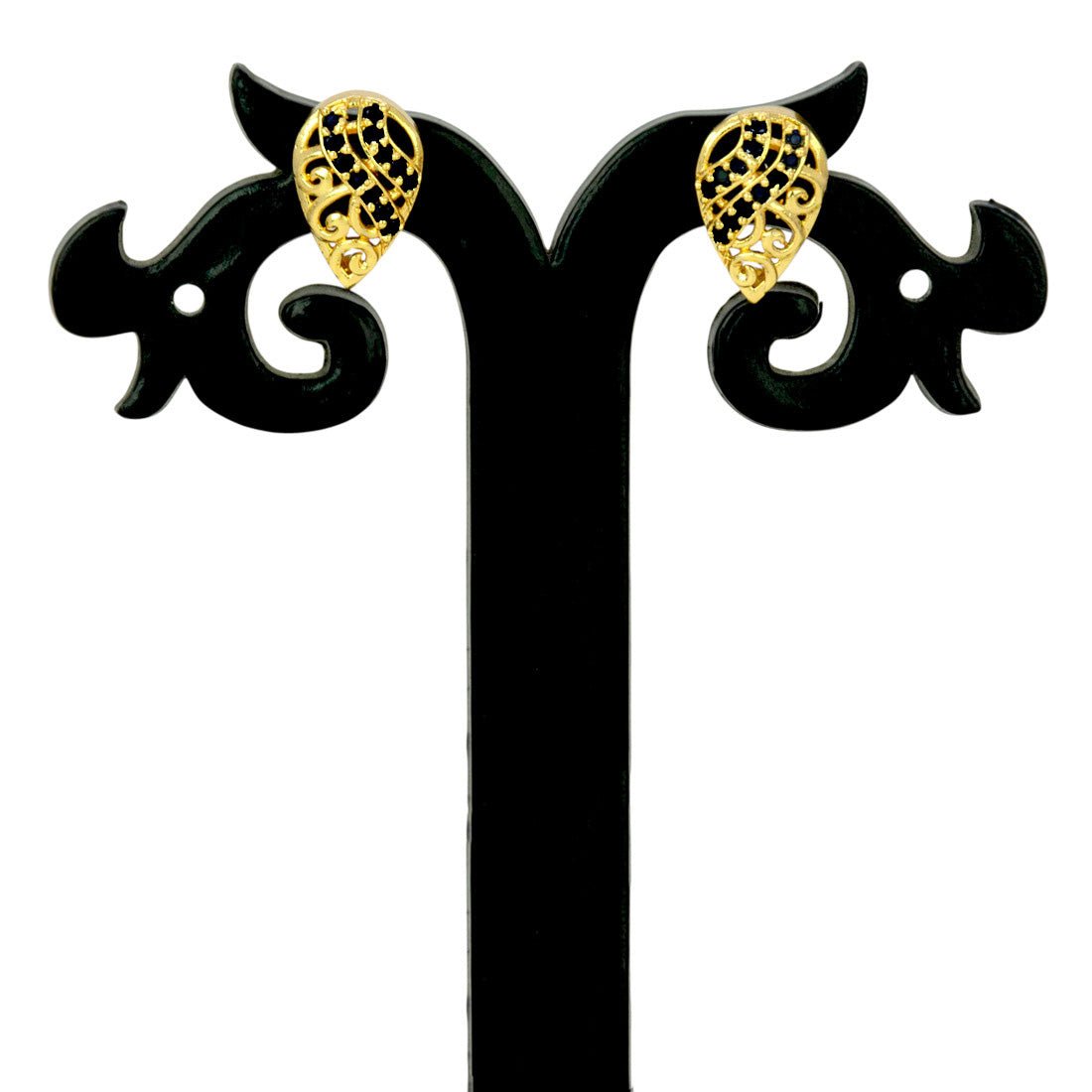 Stylish Gold Plated Stone Tear Drop Stud Earrings - K Supreme