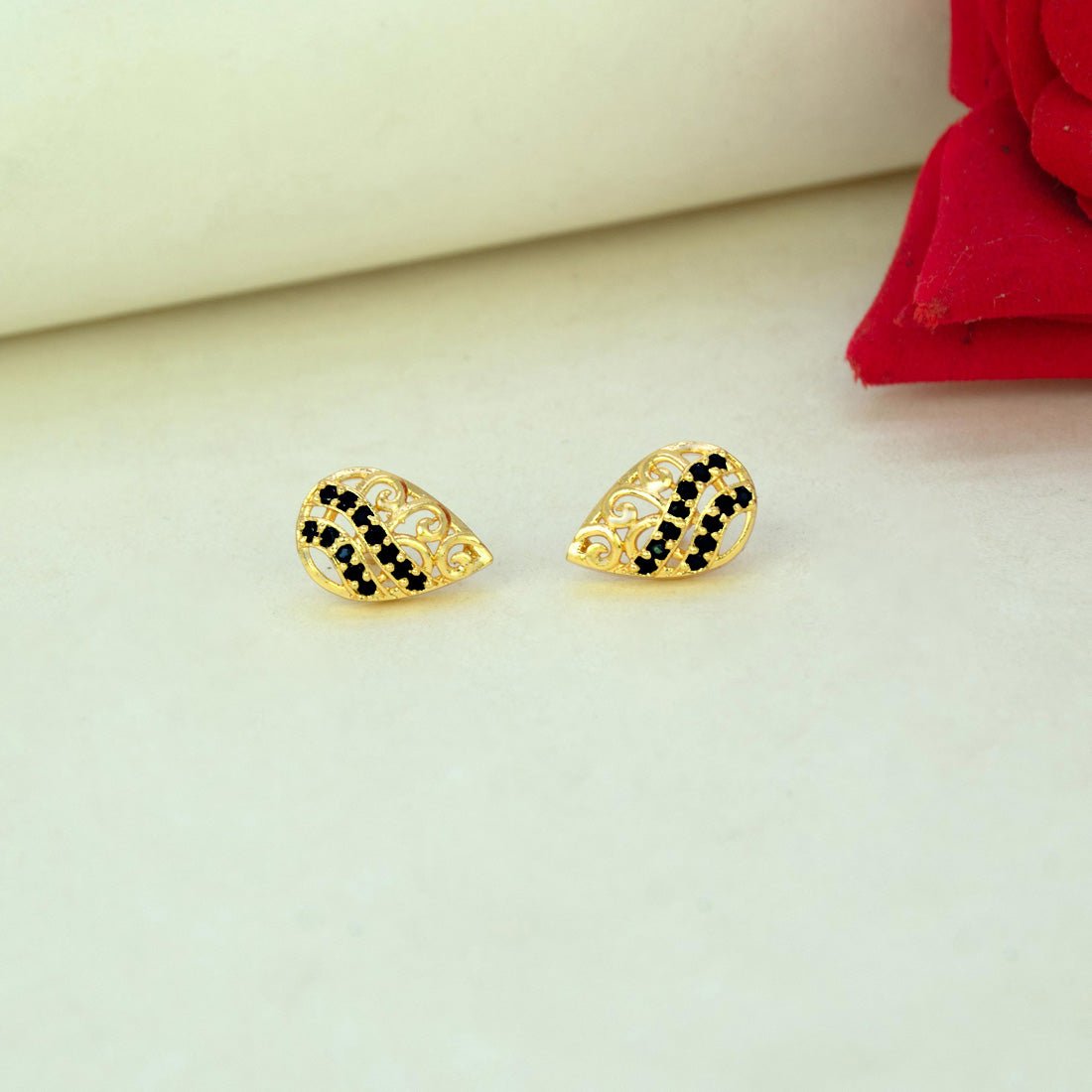 Stylish Gold Plated Stone Tear Drop Stud Earrings - K Supreme