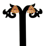 Stylish Gold - Plated Triangle Fan Stone Stud Earrings - KSupreme