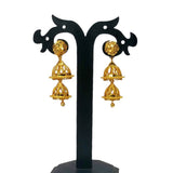 Stylish Gold Plated Two Step Filigree Jhumka Earrings - KSupreme