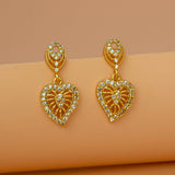 Synthetic Stone Gold Plated Heart Drop Earrings for Girls - K Supreme
