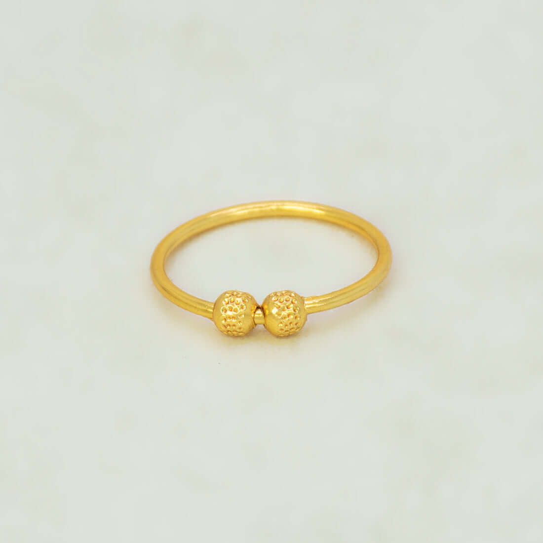 Textured Gold - Plated Dual Bead Finger Ring - K Supreme