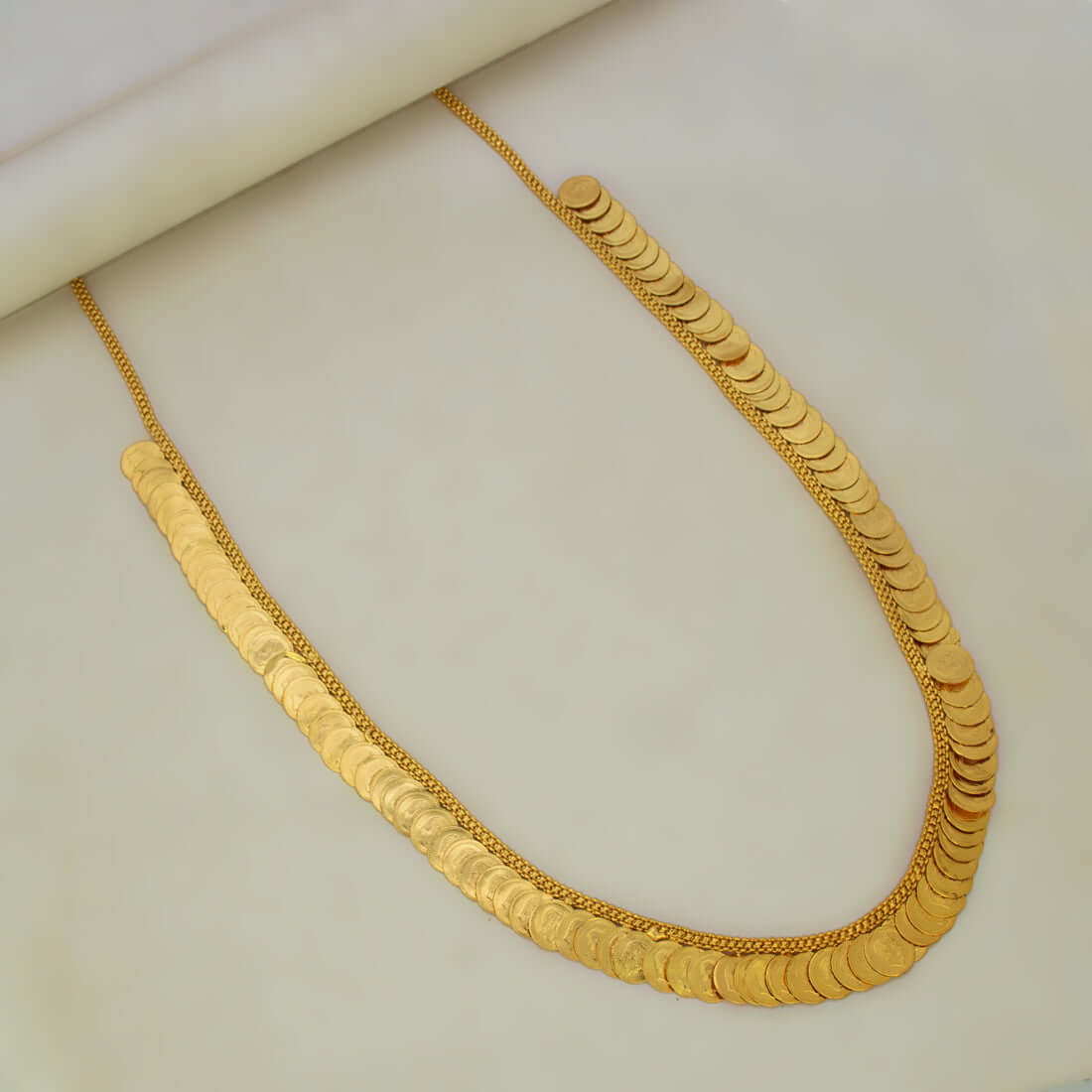 Traditional Gold Plated Head Kasu Long Necklace - K Supreme