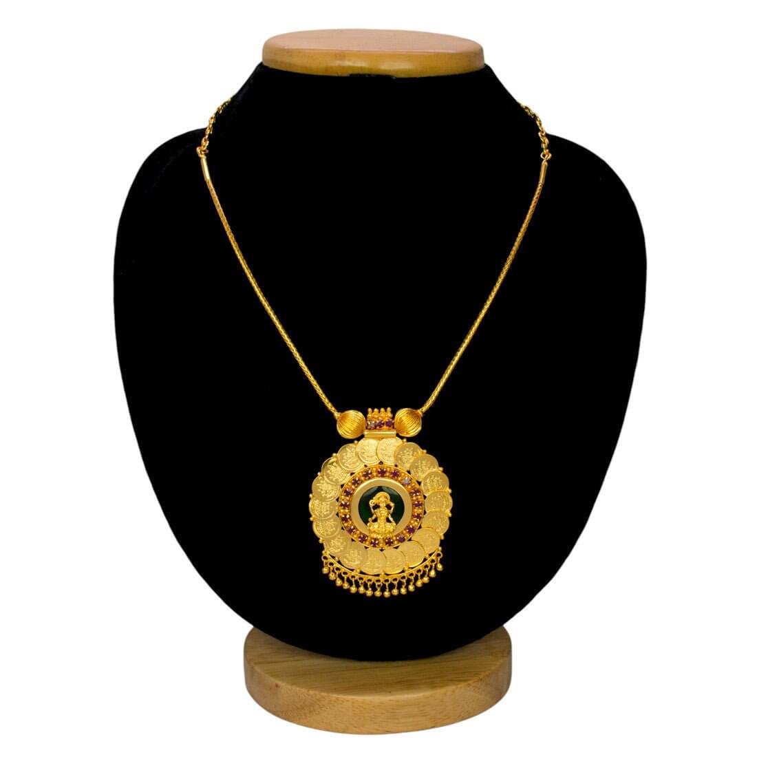 Traditional Gold - Plated Lakshmi Kasu Pendant Necklace - K Supreme