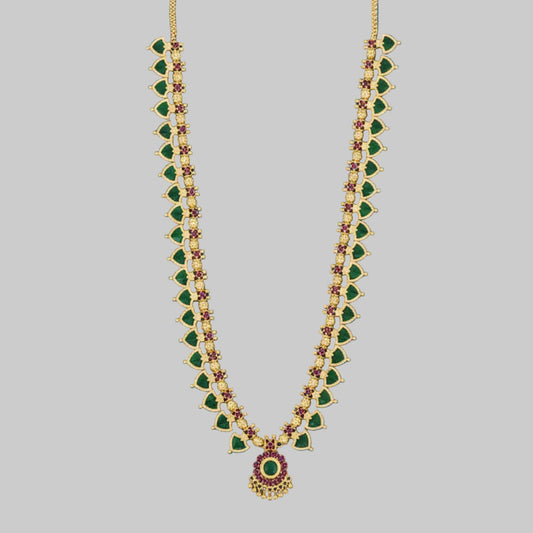 Traditional Kerala Green Palakka Mala Long Haram/Chain
