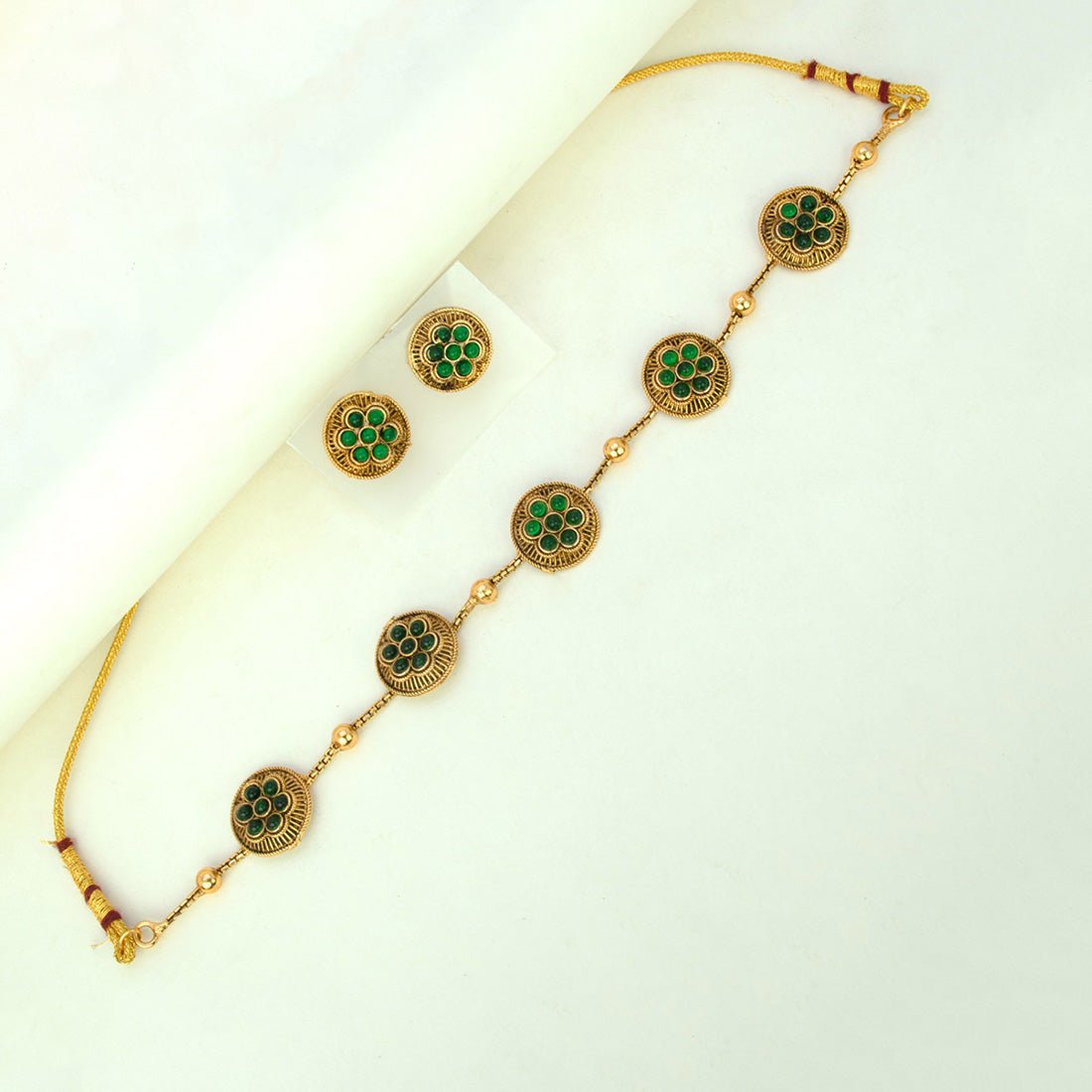 Trendy Antique Finish Kemp Floral Choker Set - KSupreme