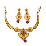 Trendy Designer Ruby Matte Necklace Set - KSupreme