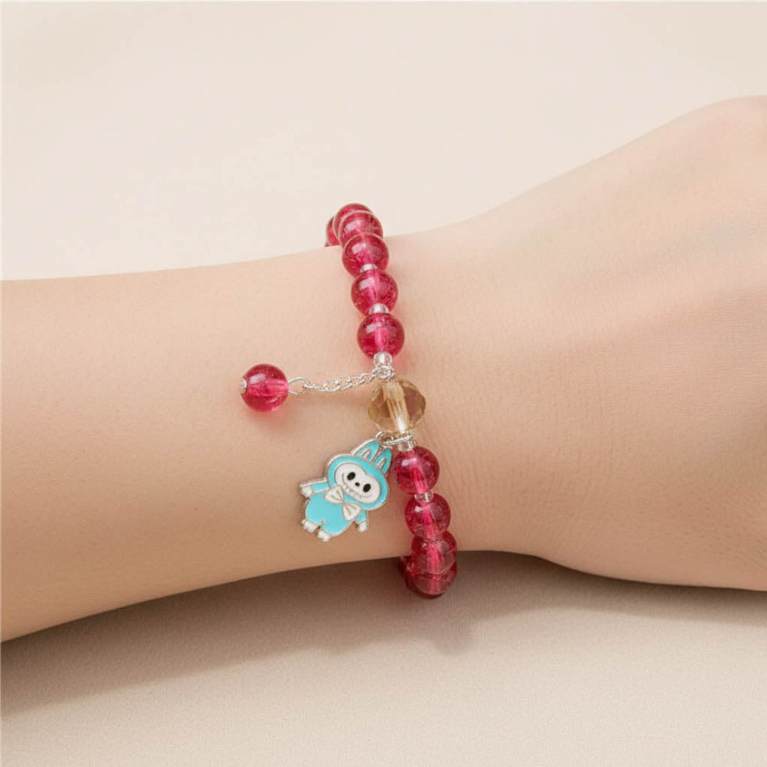 Trendy Fashion Crystal Beaded Labubu Charm Bracelet - K Supreme