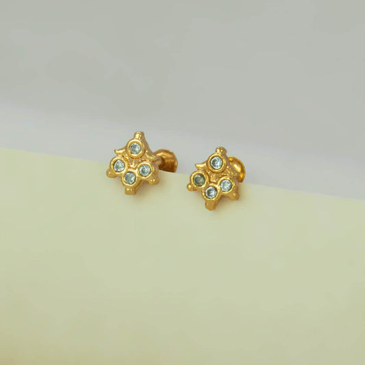 Trendy Gold - Plated Floral CZ Stone Stud Earrings - K Supreme