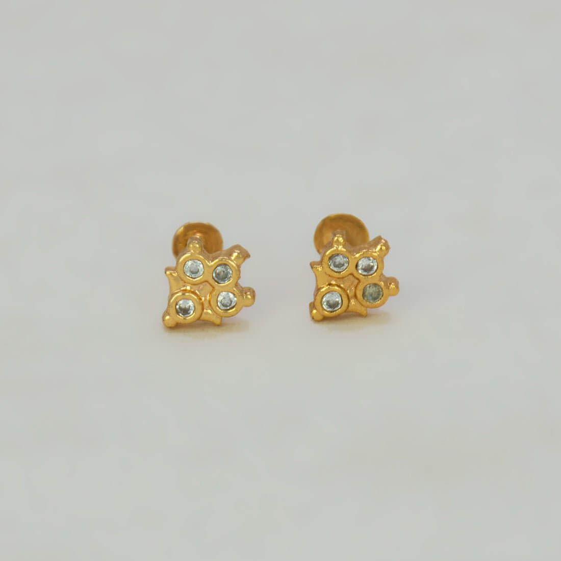 Trendy Gold - Plated Floral CZ Stone Stud Earrings - K Supreme