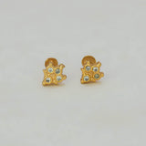 Trendy Gold - Plated Floral CZ Stone Stud Earrings - K Supreme