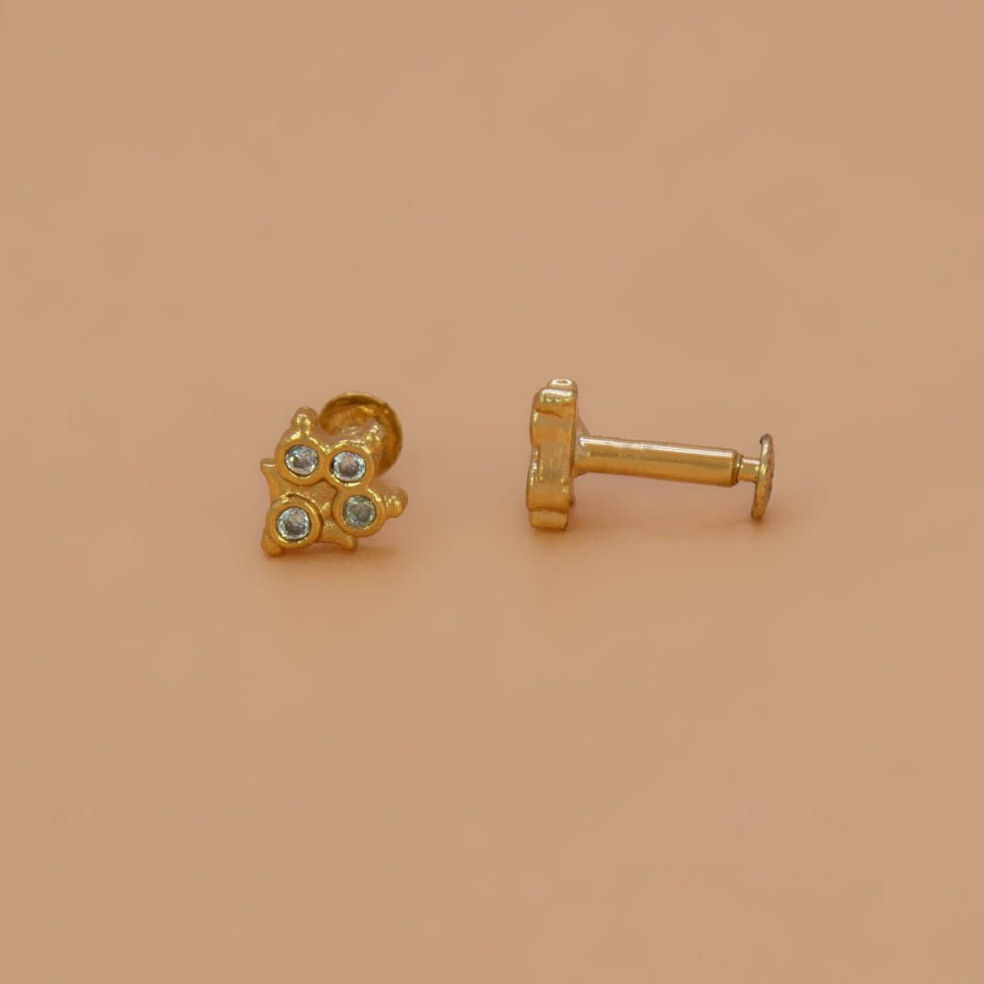 Trendy Gold - Plated Floral CZ Stone Stud Earrings - K Supreme