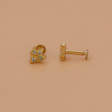 Trendy Gold - Plated Floral CZ Stone Stud Earrings - K Supreme