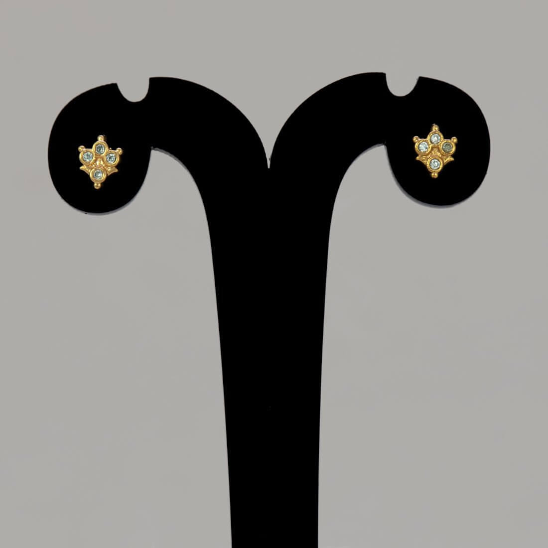 Trendy Gold - Plated Floral CZ Stone Stud Earrings - K Supreme