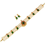 Trendy Gold Plated Green Mango Ruby Choker Set - K Supreme