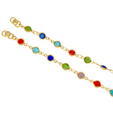 Trendy Gold Plated Multi - Coloured Stone Anklets - KSupreme