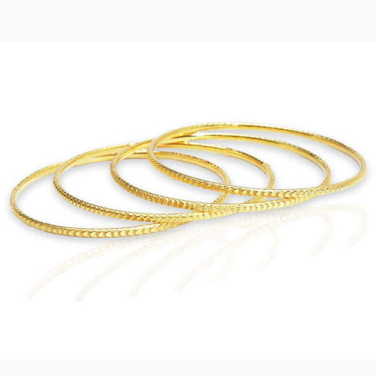Trendy Gold Plated Semi Circle Design Thin Bangles