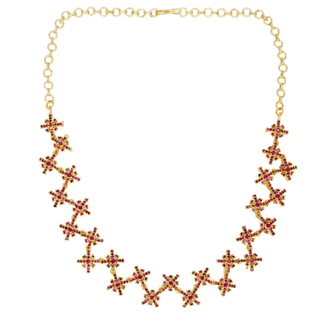 Trendy Gold Plated Ruby Stone Necklace-2