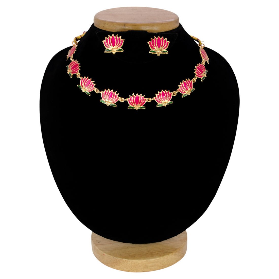 Trendy Matte Gold - plated Lotus Necklace Set - K Supreme