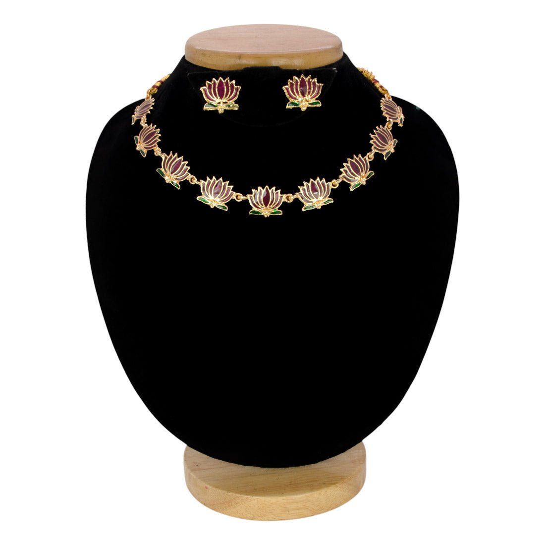 Trendy Matte Gold - plated Lotus Necklace Set - K Supreme