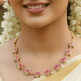 Trendy Matte Gold - plated Lotus Necklace Set - K Supreme