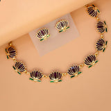 Trendy Matte Gold - plated Lotus Necklace Set - K Supreme