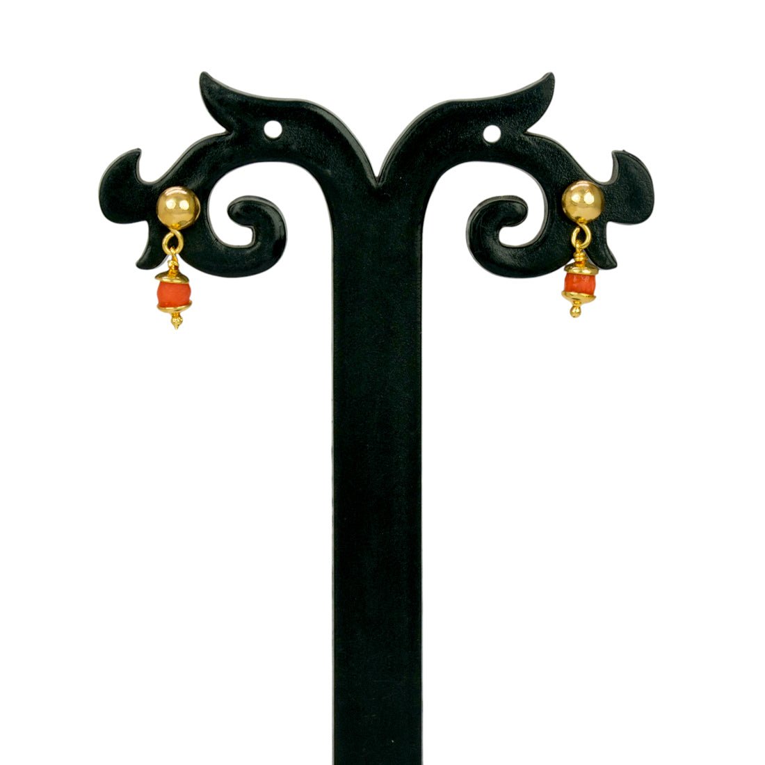 Vibrant Gold Plated Coral Drop Earrings For Girls - KSupreme